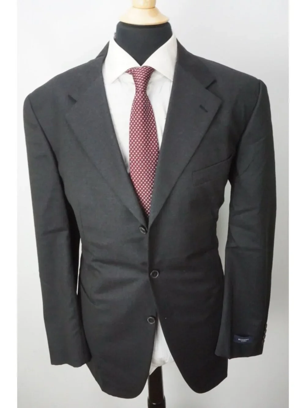 Burberry London Gray Woven S100s Wool 2 Pc Suit Jacket Pants Sz 48L BRAND NEW